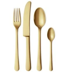 Georg Jensen Copenhagen Bestickset, Matt Guld, 4 St