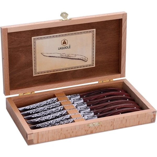 Laguiole Hamrade Steakknivar Med Pakkaträ-skaft, 6 St